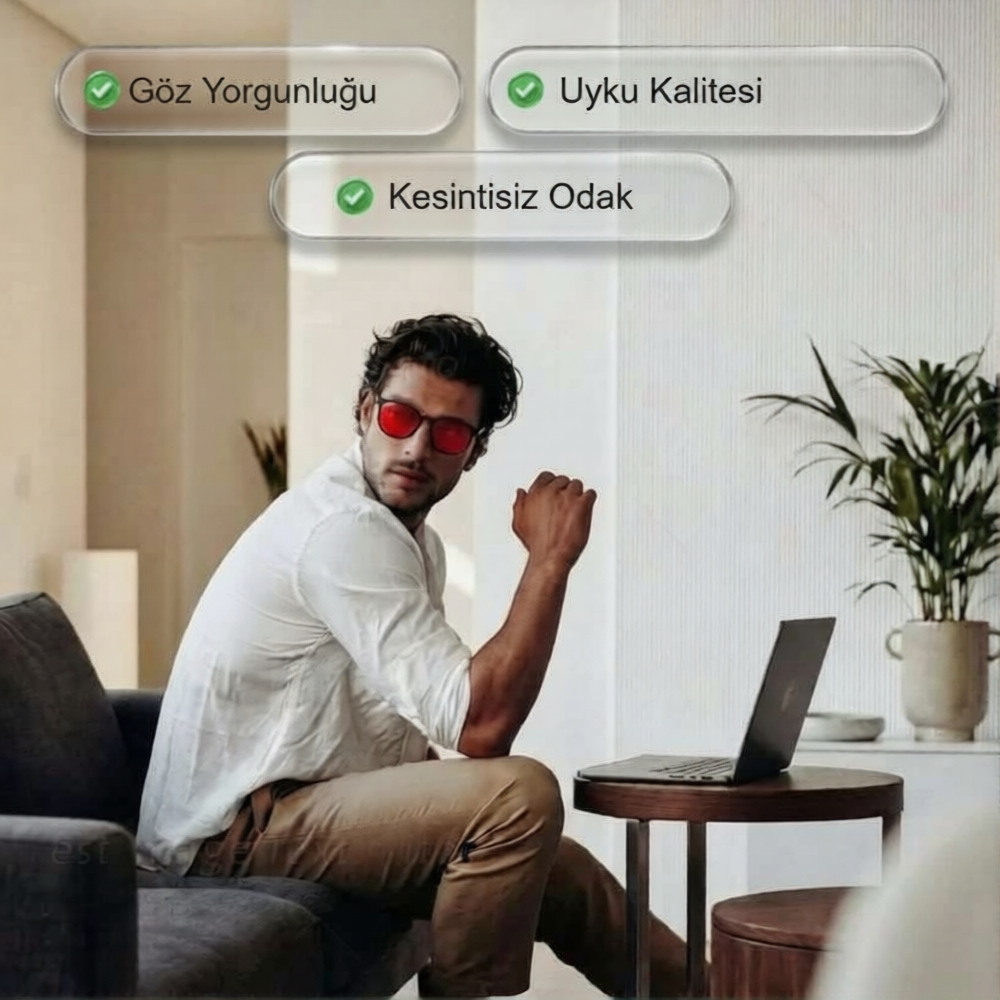 Aurora - Unisex Kırmızı Lens Mavi Işık Filtreli Gözlük